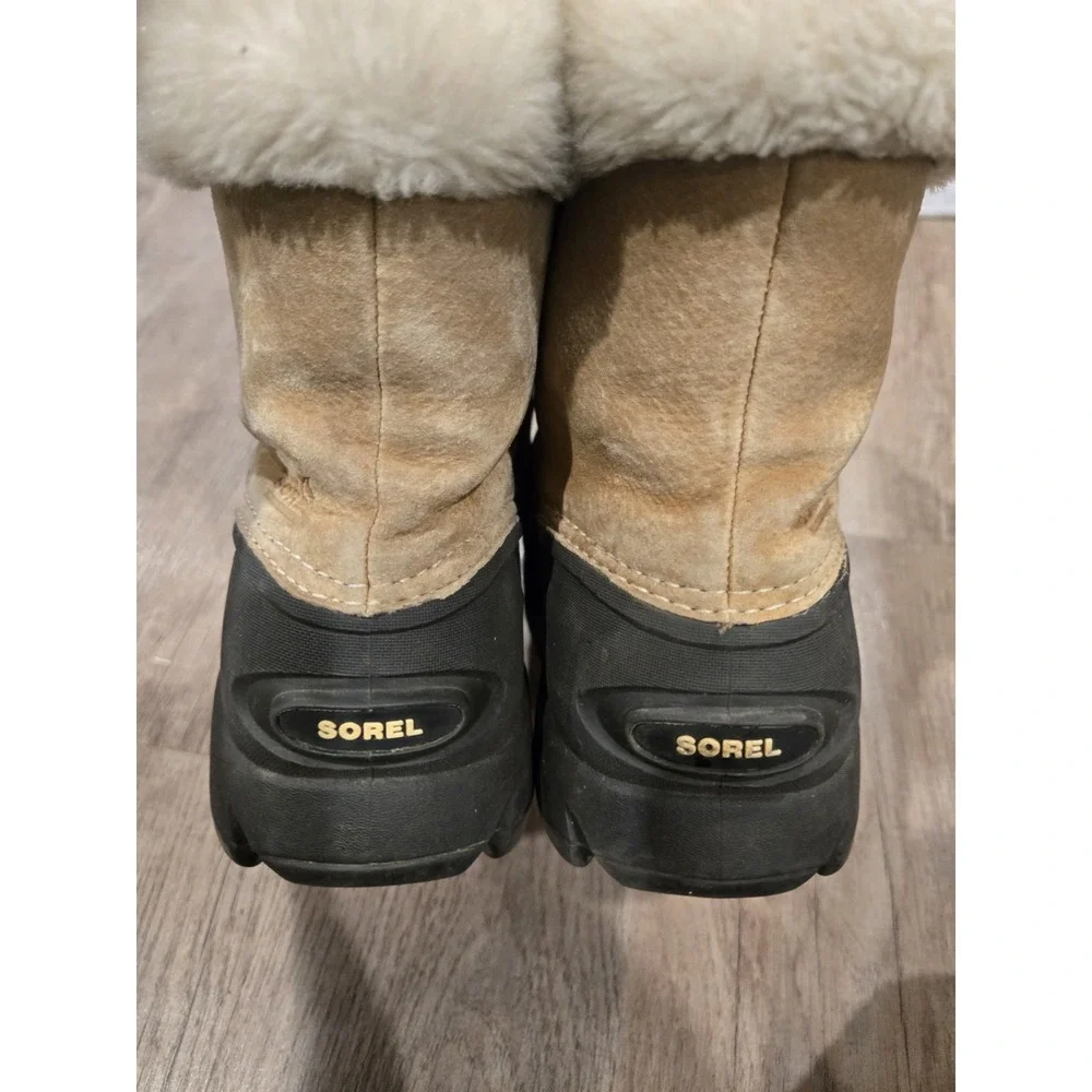 Sorel Womens‎ Suede Snow Angel Waterproof Winter Boots Size US 7 Tan And Black